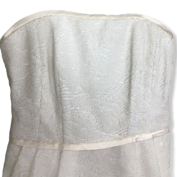 Nanette Lepore White Sequin Strapless Ribbon Trim Dress size 0 - Picture 3 of 15